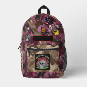 Stay Weird“ – Camouflage Mix Printed Backpack