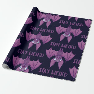 Stay Weird Cartoon Bat Wrapping Paper