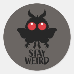 Stay Weird Creepy Cute Mothman Cryptid Classic Round Sticker