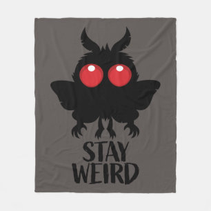 Stay Weird Creepy Cute Mothman Cryptid Fleece Blanket