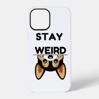 Stay Weird Funny Boston Terrier Cartoon Dog iPhone 12 Case