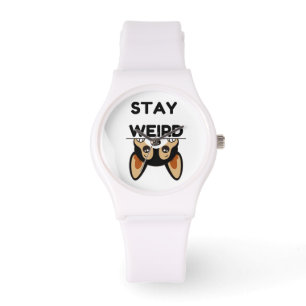 Stay Weird Funny Boston Terrier Cartoon Dog Watch