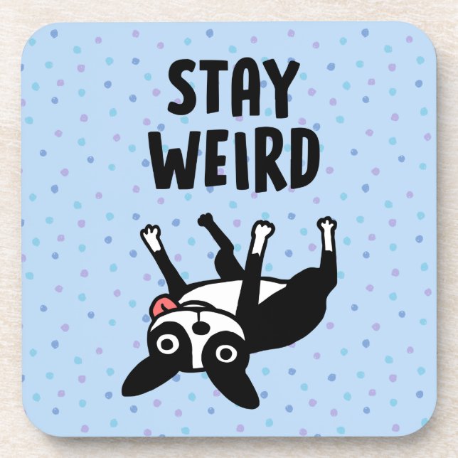 Stay Weird Funny Boston Terrier Dog Coaster (Front)