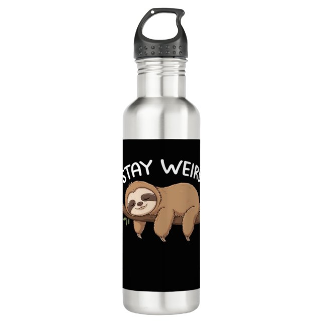 Stay Weird funny sloth for animal lover men women  710 Ml Water Bottle (Front)