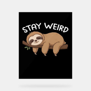 Stay Weird funny sloth for animal lover men women Acrylic Sign