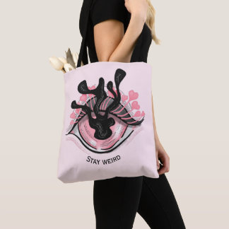 Stay Weird Goth Pink Eye Creepy Horror Wicca Tote Bag