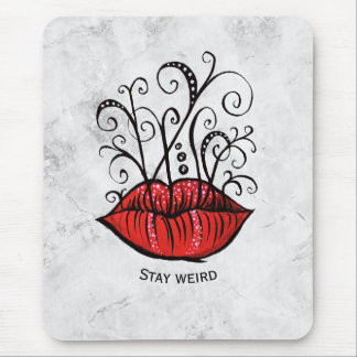 Stay Weird Gothic Lips Tattoo Oddity Mouse Mat