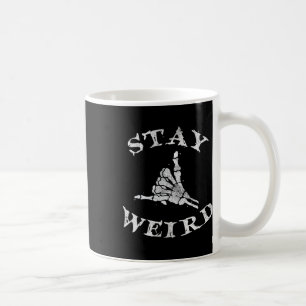 Stay Weird Gothic Skeleton Hand Shaka Coffee Mug