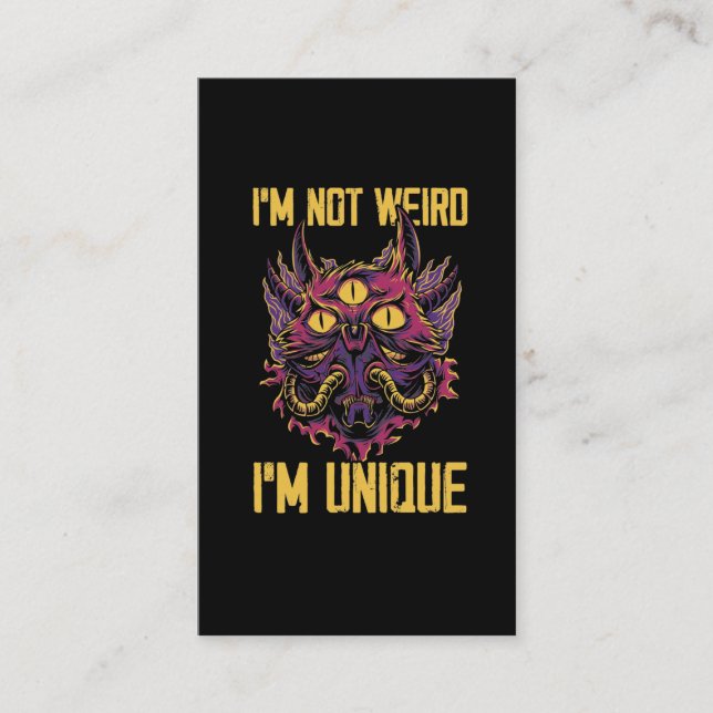 Stay Weird I'm Unique Kawaii Kitty Cat Monster Business Card (Front)