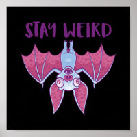 Stay Weird Quirky Albino Vampire Bat Cartoon