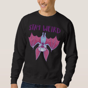 Stay Weird Quirky Albino Vampire Bat Cartoon Sweatshirt