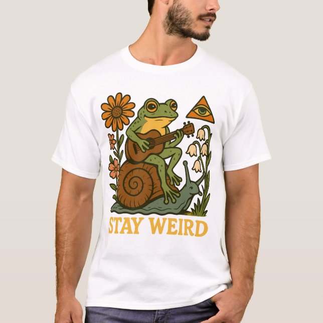 Stay Weird & Strum On T-Shirt (Front)