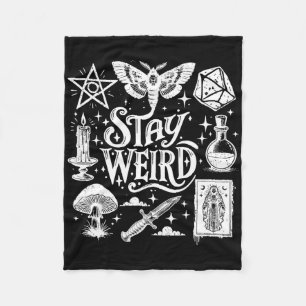 Stay Weird Witchy Vibes Witch Spooky Season Happy  Fleece Blanket