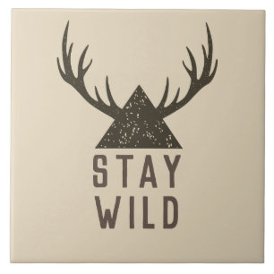 Stay Wild Antlers Typography Tile