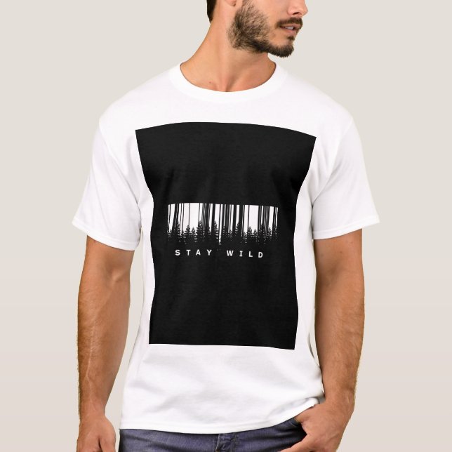Stay Wild Barcode Forest T-Shirt (Front)