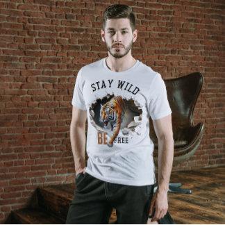 STAY WILD BE FREE LEOPERD BRAVE MEN GRAPHICT-Shirt T-Shirt