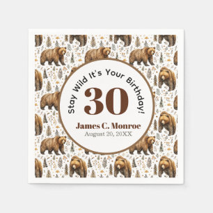 Stay Wild Bear Woodland Birthday Napkin