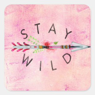 Stay Wild Boho Style Art >> Pink >> Roses >> Gypsy Square Sticker