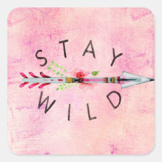 Stay Wild Boho Style Art >> Pink >> Roses >> Gypsy Square Sticker
