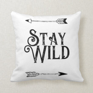 Stay wild boho throw pillow