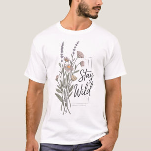 Stay Wild Boho Wildflowers Minimalist Tee Design