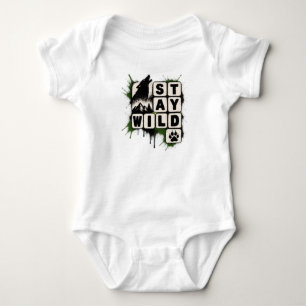 Stay Wild – Bold Adventure Streetwear Typography T Baby Bodysuit