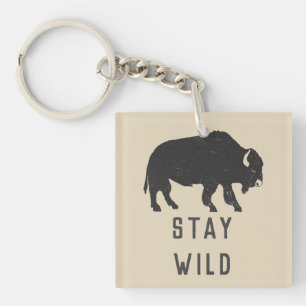 Stay Wild Buffalo Silhouette Key Ring