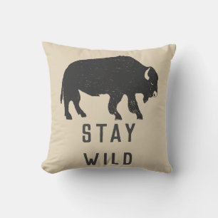 Stay Wild Buffalo Typography Cushion