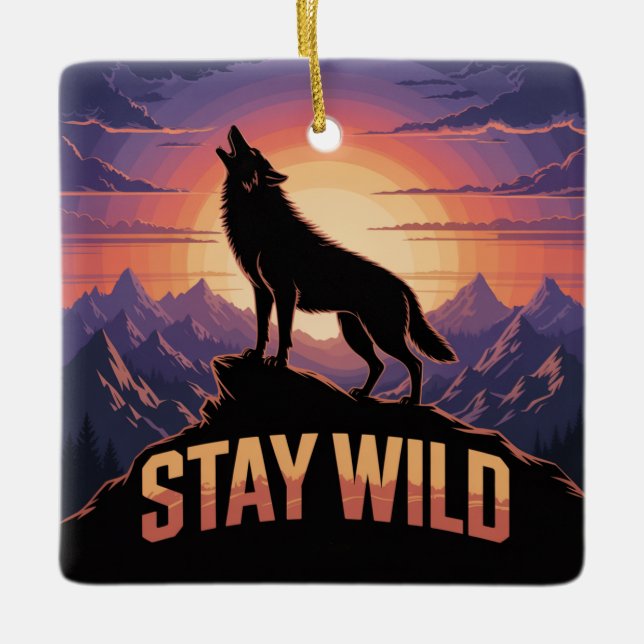 Stay Wild Ceramic Ornament (Front)