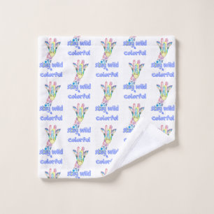 Stay Wild & Colorful – Cute Colorful Giraffe Water Wash Cloth