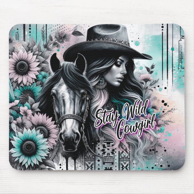 Stay wild cowgirl western  mouse mat (Front)
