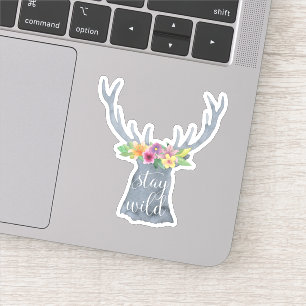 Stay Wild   Cute Deer Antlers Flower Crown Quote