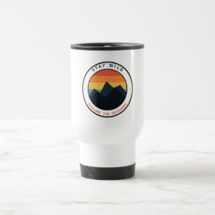 Stay Wild Explore The Outdoors Retro Mountain Suns Travel Mug