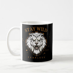 Stay Wild Fearless Lion Mug   Aesthetic Bold Coffe