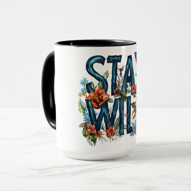 Stay Wild Floral Travel Mug (Front Left)