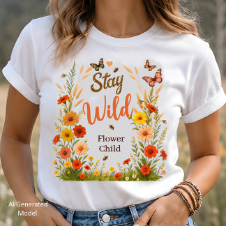 Stay Wild Flower Child Boho Floral Graphic T-Shirt