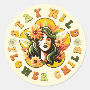 Stay Wild Flower Child Classic Round Sticker