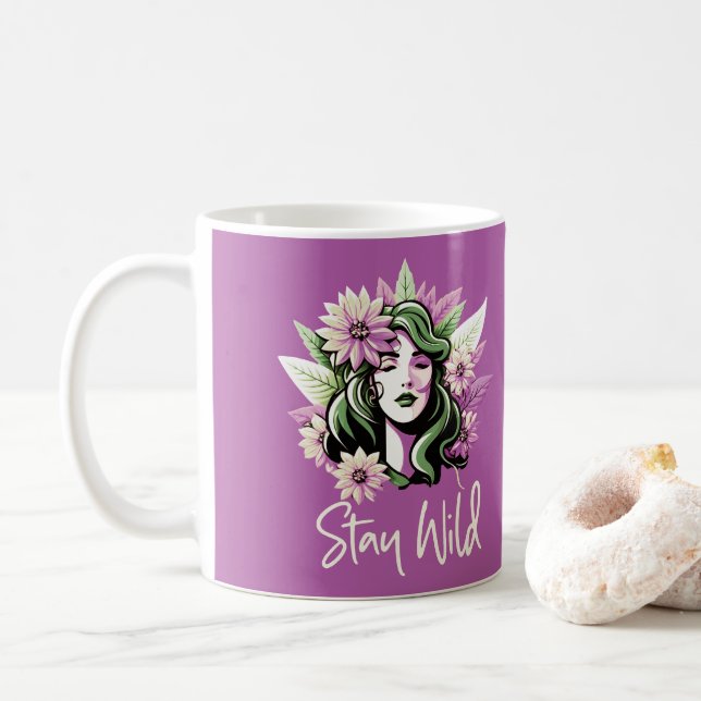 Stay Wild Flower Child  Coffee Mug (With Donut)