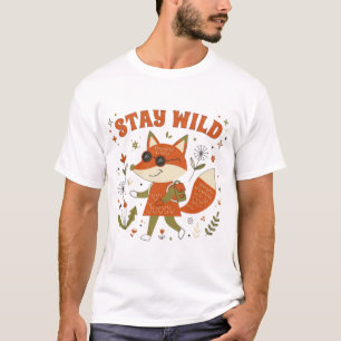 Stay Wild Fox Retro Vintage Animal Graphic T-Shirt