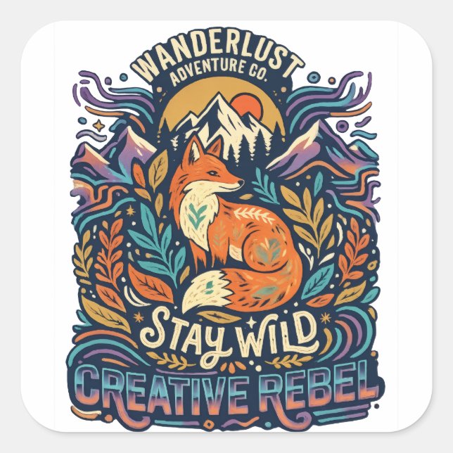 Stay Wild – Free Spirit for Adventurous Souls Square Sticker (Front)