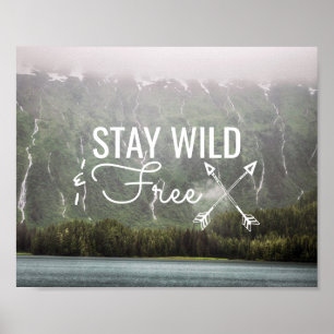 Stay Wild & Free - Waterfalls in Alaska Poster