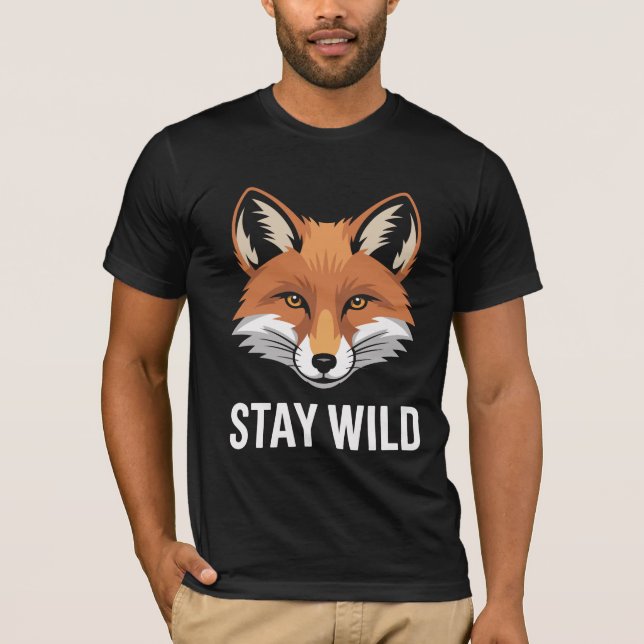 Stay Wild Geometric Fox Face T-Shirt (Front)