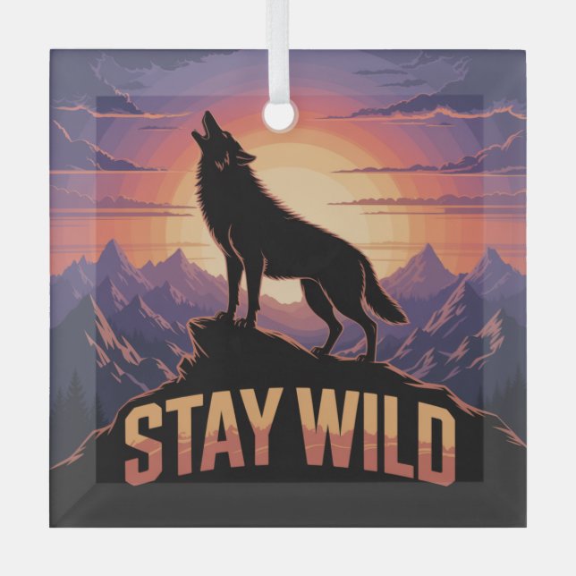 Stay Wild Glass Tree Decoration (Front)