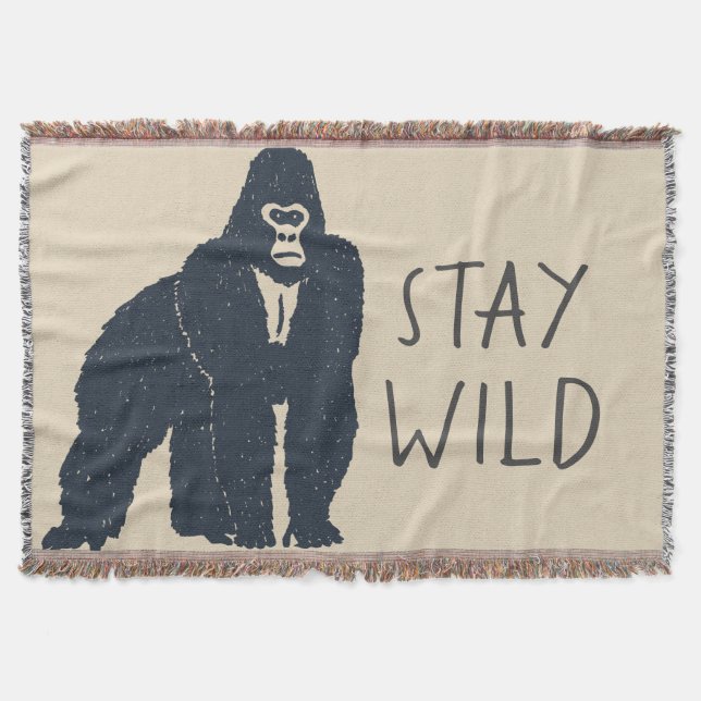 Stay Wild Gorilla Throw Blanket (Front)
