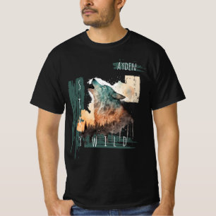 "Stay Wild" Howling Wolf Customisable   T-Shirt