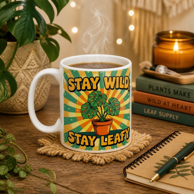 Stay wild leafy cute botanical Coffee Mug (Creator Uploaded)