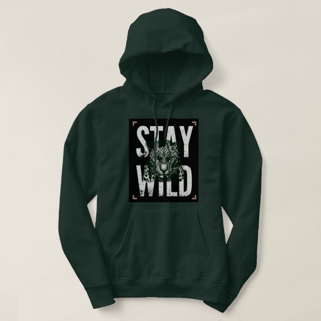Stay Wild Leopard Face T-Shirt Design Hoodie (Design Front)