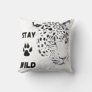 Stay Wild Leopard Graphic Cushion