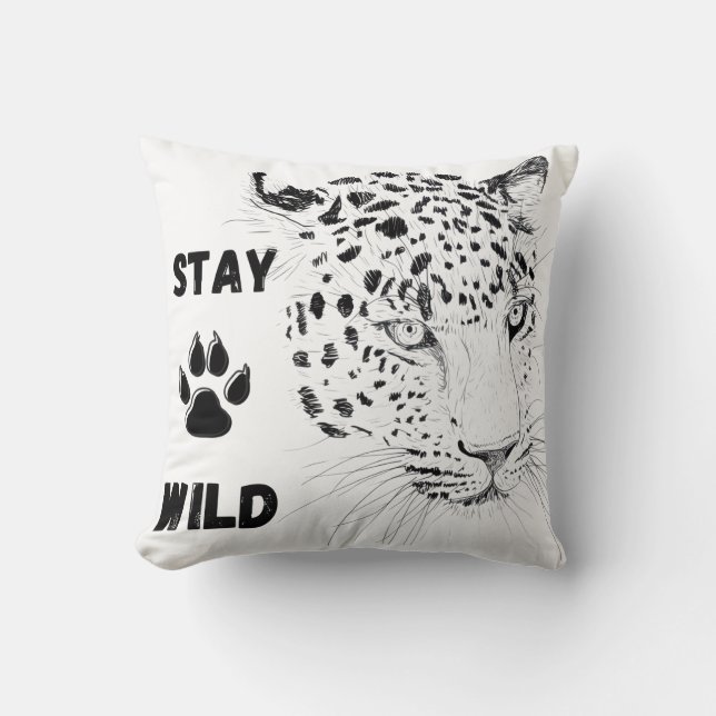 Stay Wild Leopard Graphic Cushion (Front)