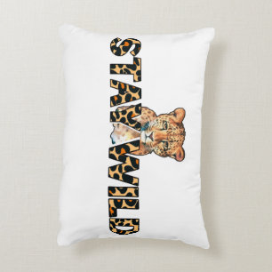 Stay Wild Leopard Print with Cheetah Head  Decorative Cushion